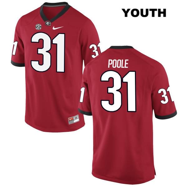 Georgia Bulldogs Youth William Poole #31 NCAA Authentic Red Nike Stitched College Football Jersey SGV0456IT